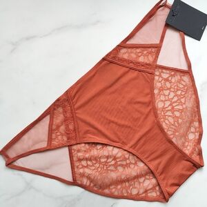 NWT CALVIN KLEIN CK BLACK GRAPHIC LACE BIKINI PANTY IN CINNABAR SIZE EXTRA LARGE